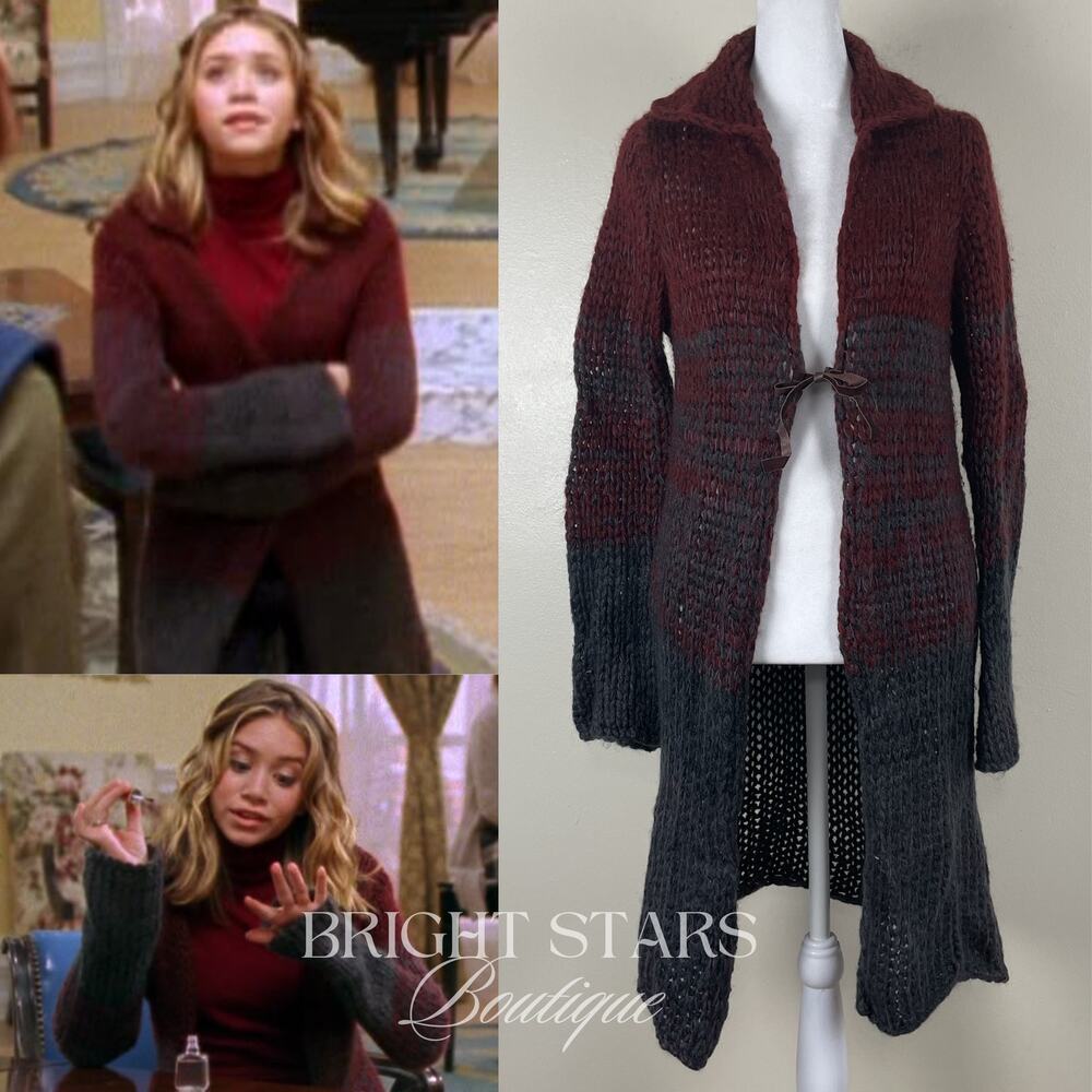 Rare Vintage Knit Ombre Duster Cardi ASO Willow Rosenberg BtVS Ashley Olsen Red - Picture 2 of 13